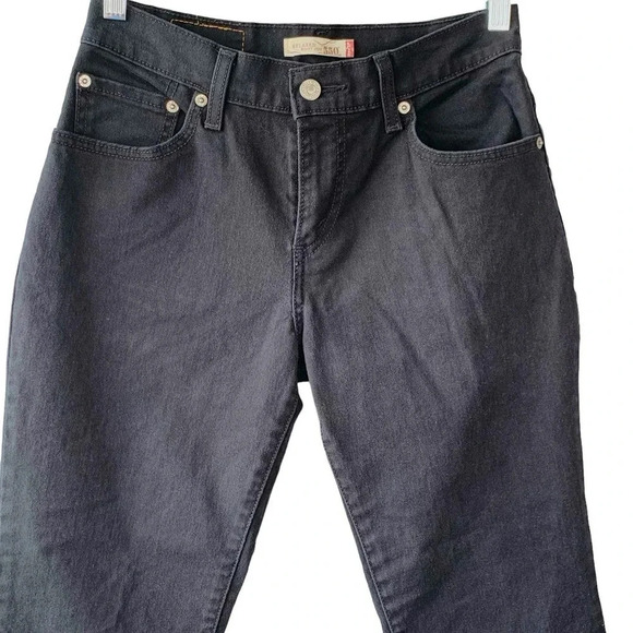 Levi's 550 Y2K Relaxed Bootcut Cropped Cuffed Black Denim Jeans Size 6S Stretch - Picture 3 of 15